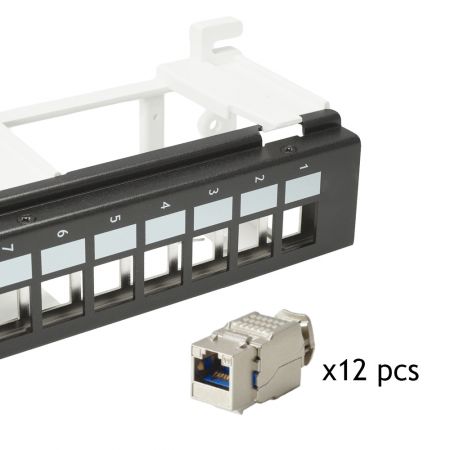 Category 6A - Shielded TIA Cat 6A Component-Rated Wall-Mount Patch Panel loaded with Side-Entry Jacks (LKVAS Series), 89D Bracket Included